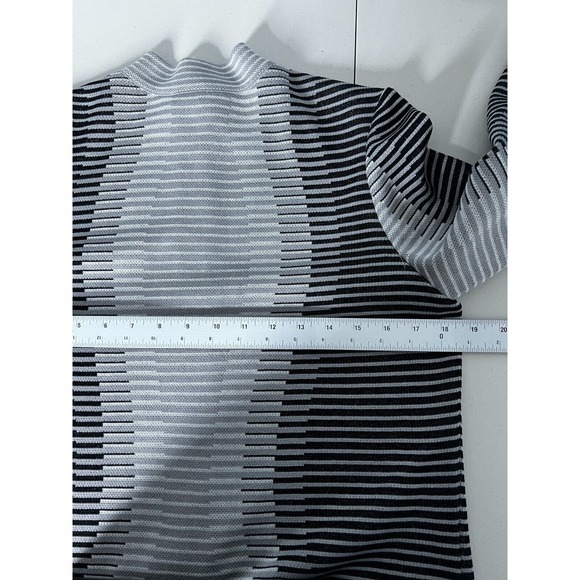 Ming Wang‎ Jacket Womens Full Zip Stripped Crewneck 3/4 Sleeve Gray Black Size S - Picture 9 of 11